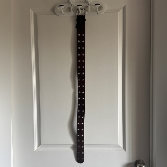 Zara LEATHER HEARTS AND FLOWERS BELT‎ Dark Brown Belt with Silver Details main image 10